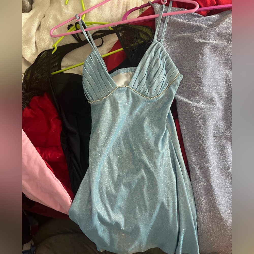 Blue Glitter Slip Dress